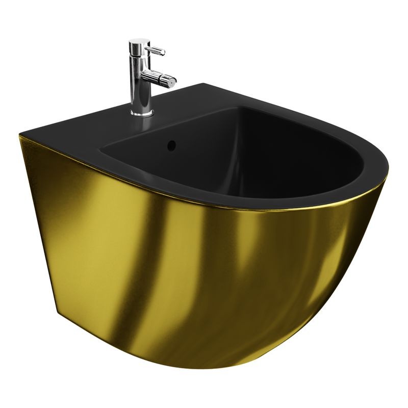 Bidet suspendu SOFI SLIM Gold/Black – extérieur doré, intérieur noir