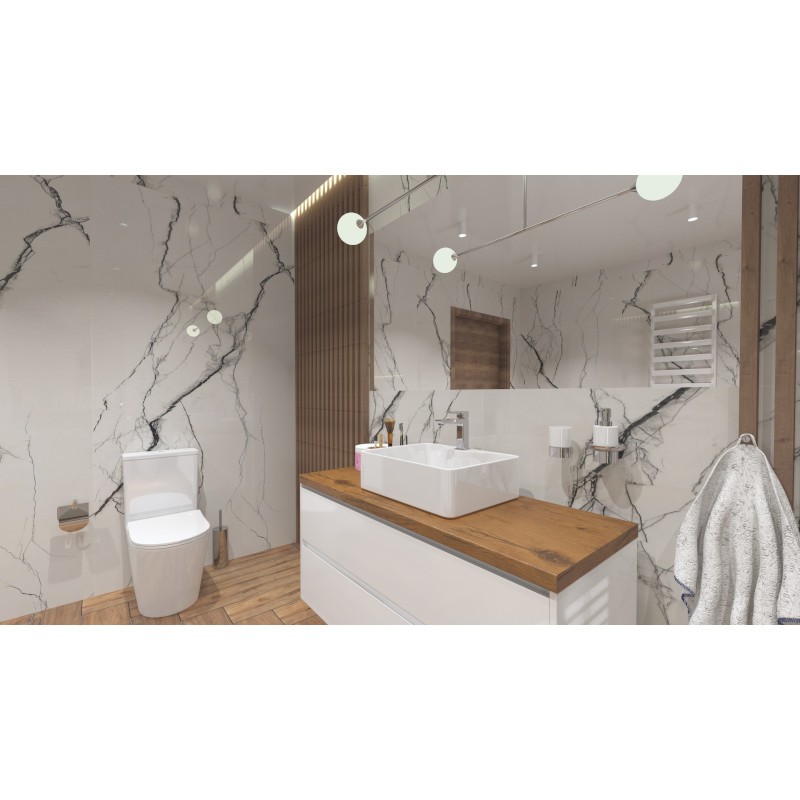 WC compact NEPTUN sans bride en céramique blanc brillant