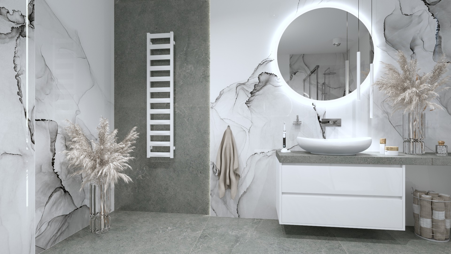 Radiateur Hermes White 1390, sèche-serviettes blanc