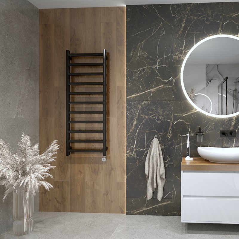 Sèche-serviettes Lungo noir mat 1320, acier
