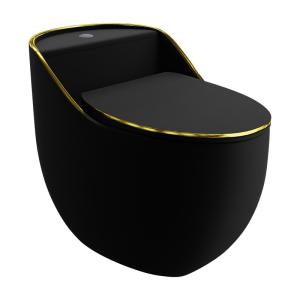 Pack WC compact SILIA RIM Black/Gold Line – noir avec liseré dorée - Image principale