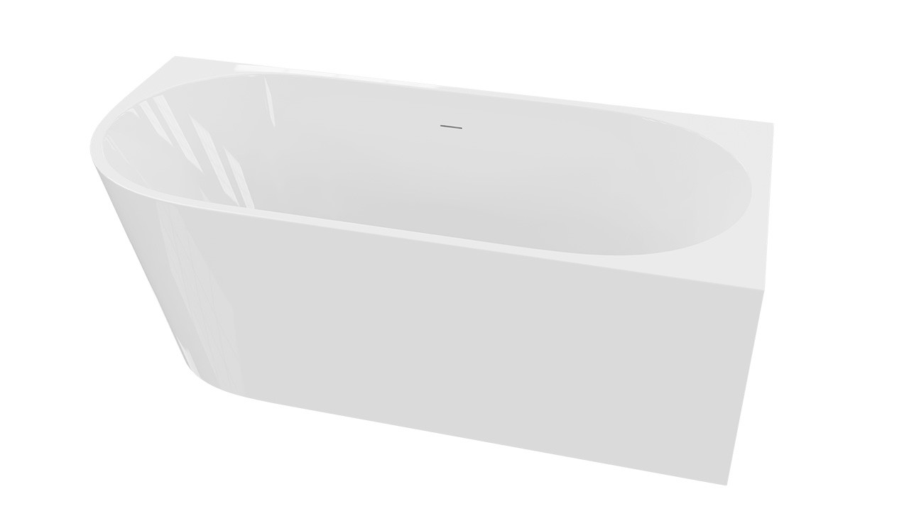 Baignoire d'angle CALDERA 1600 gauche en acrylique blanc brillant