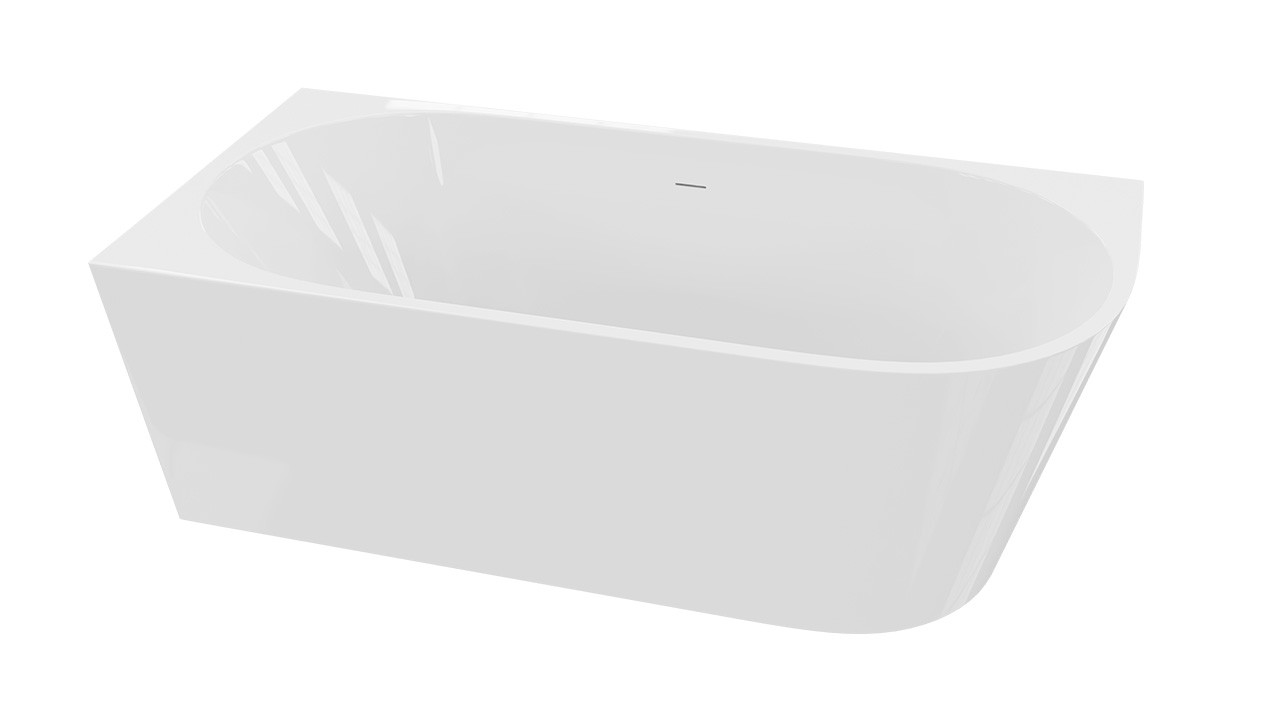 Baignoire d'angle Caldera 160 version droite en acrylique blanc brillant