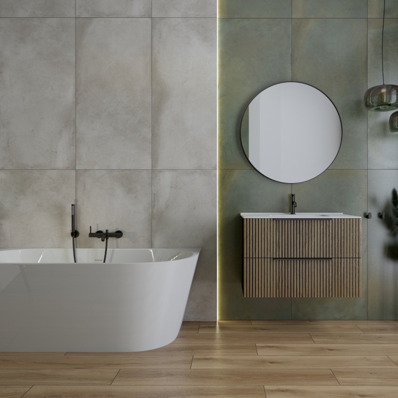Baignoire d'angle Caldera 160 droite, blanc brillant