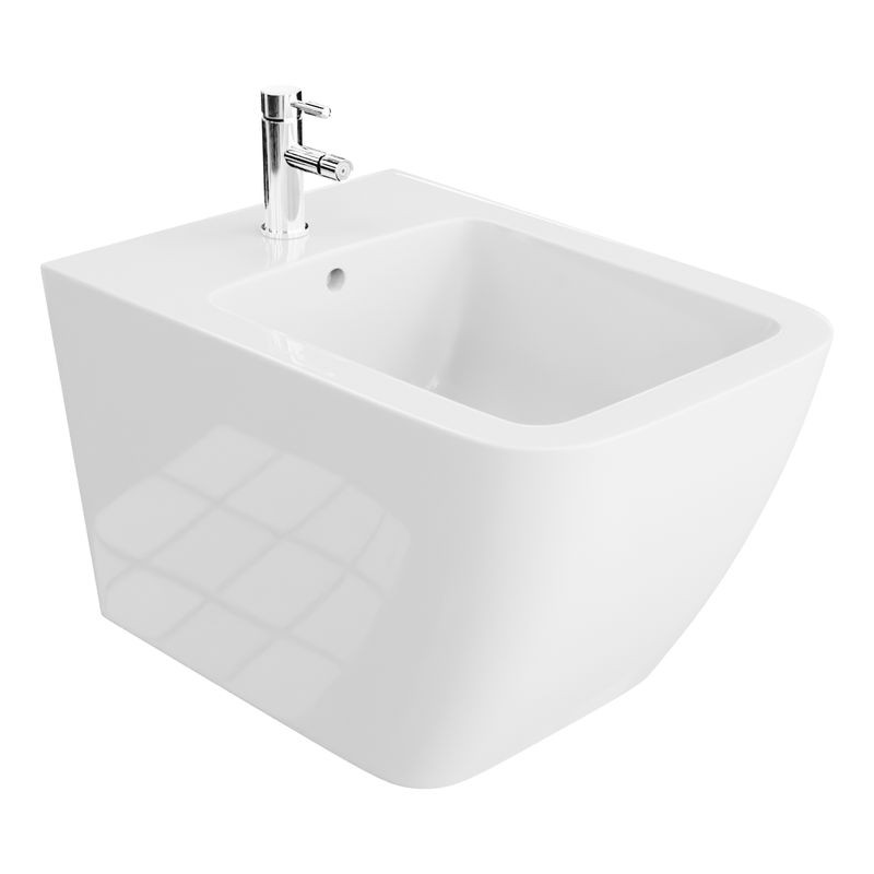 Bidet suspendu Onil, rectangulaire, blanc – design minimaliste en céramique