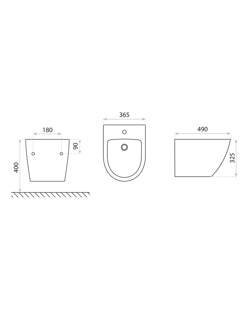 Bidet suspendu Sofi Checked Gold, céramique blanc brillant et or