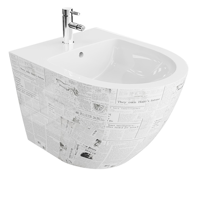 Bidet suspendu Sofi Paper en céramique blanche