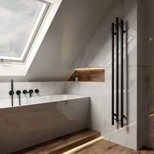 Radiateur de salle de bain Calentador Black 1620 – radiateur design étroit avec crochet porte-serviettes - Image supplémentaire