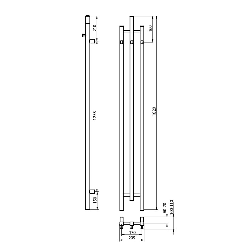 Radiateur sèche-serviettes Calentador QR Black noir mat