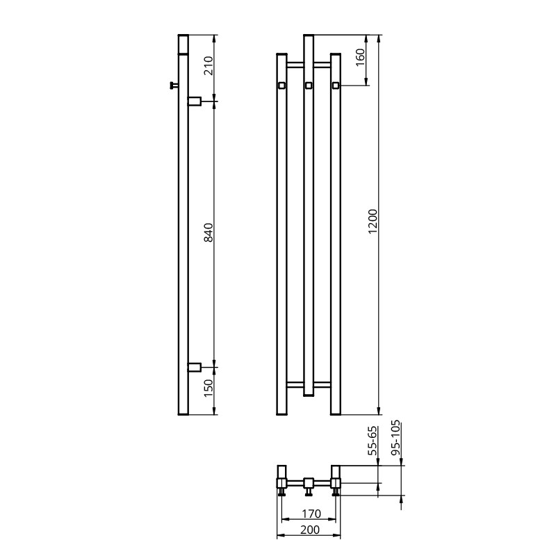 Radiateur sèche-serviettes Calentador QR 2 Black noir mat