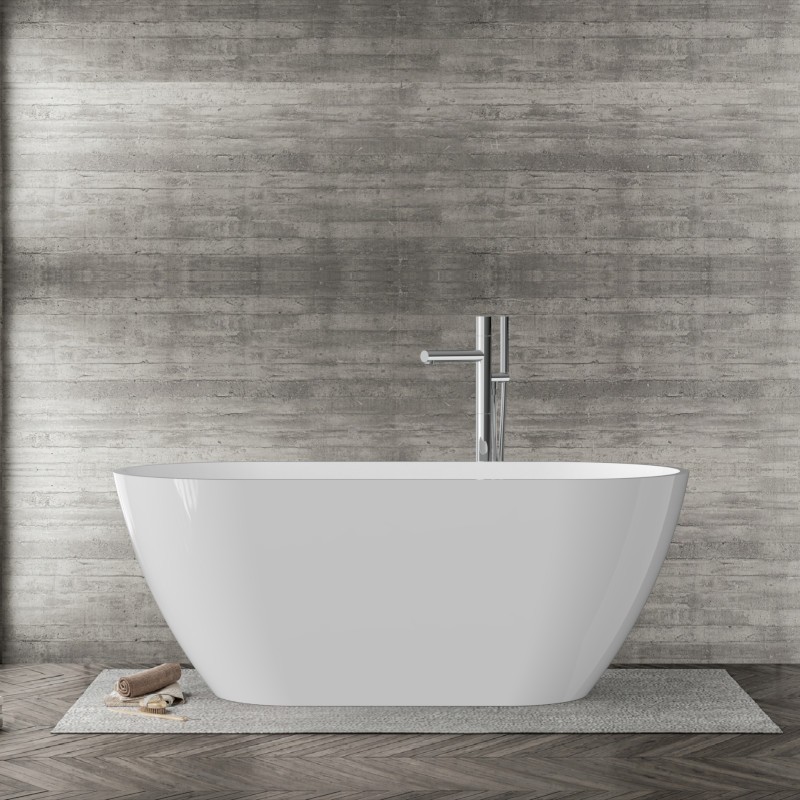 Baignoire îlot Irun 1600 blanc brillant, surface lisse en acrylique