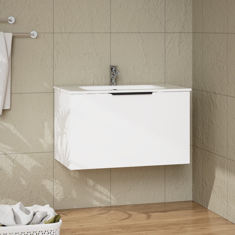 Ohio 800, meuble suspendu blanc avec vasque