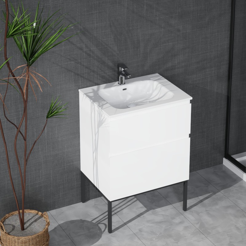 Meuble sous-vasque autoportant Topeka 600 avec lavabo