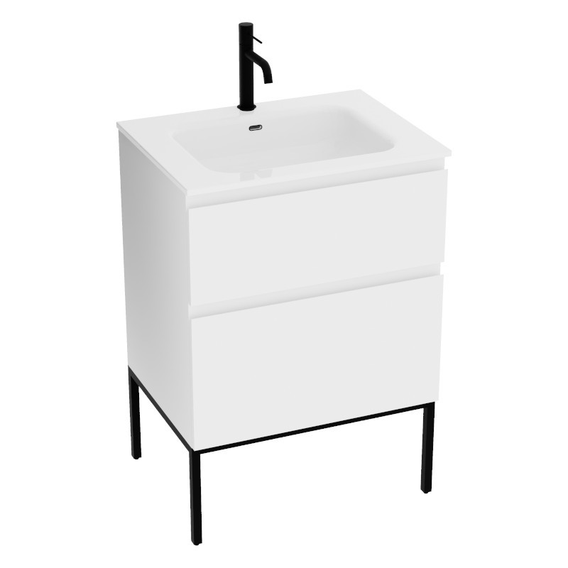 Topeka 600, meuble sous-vasque blanc et son lavabo