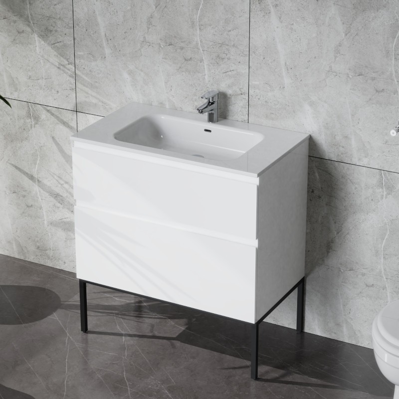 Topeka 800, meuble-lavabo sur pied blanc