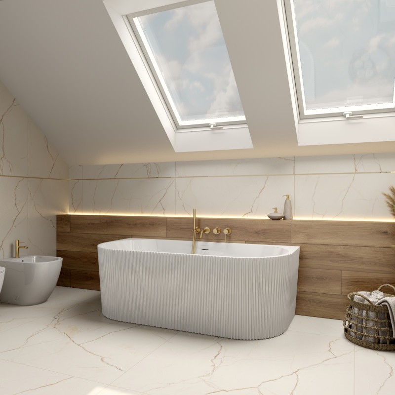 Baignoire Oklahoma 1700 adossée au mur, blanc brillant