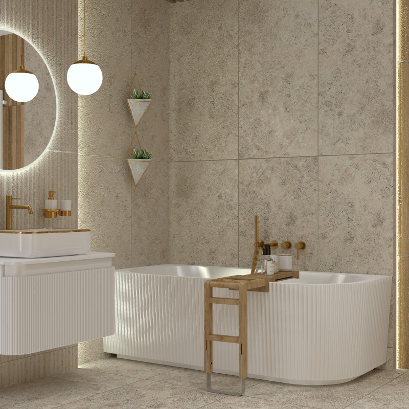 Baignoire d'angle îlot Oklahoma 1700 version droite, blanc brillant