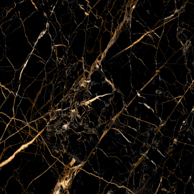 Carreau HG Golden Black poli au format carré 60 × 60 cm, fond noir et veinures dorées