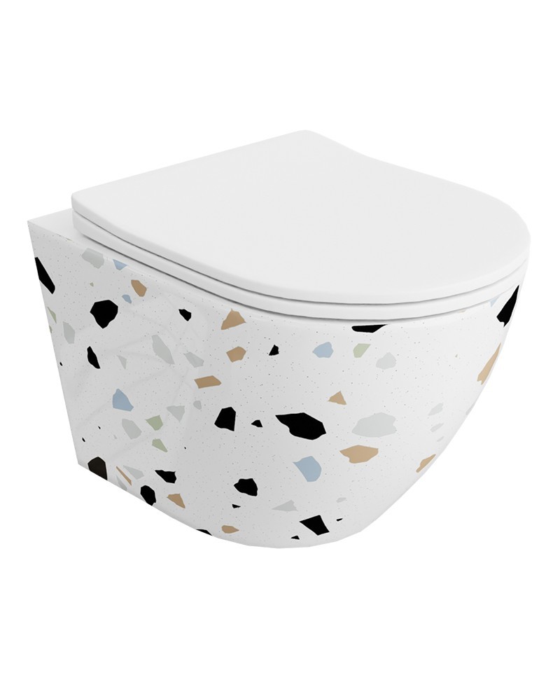 WC suspendu Sofi Slim Stone 3.0 – céramique WC colorée avec chasse d'eau Tornado
