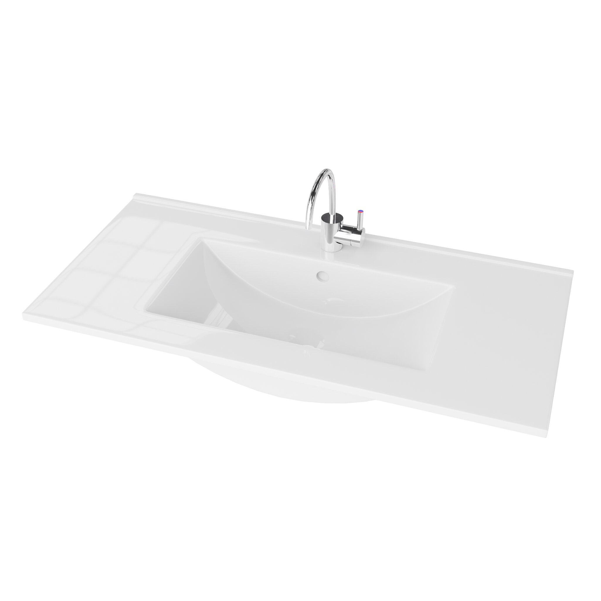 Lavabo pour meuble FLORYDA 800 rectangulaire, céramique blanc brillant
