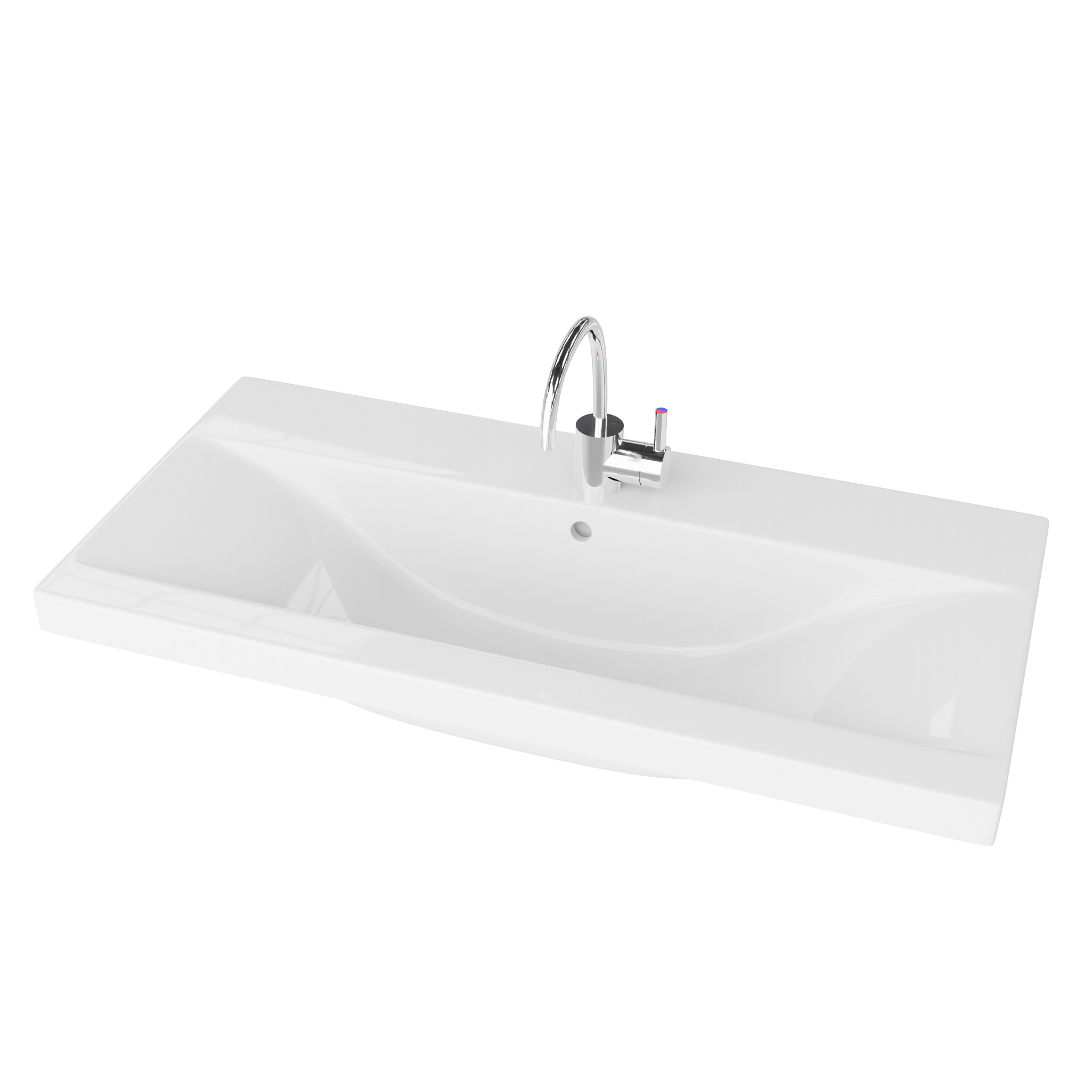 Lavabo de meuble KALIFORNIA 800 – rectangulaire, blanc, avec trop-plein et trou de robinetterie