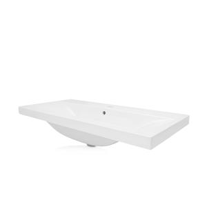 Lavabo de meuble KALIFORNIA 800 – rectangulaire, blanc, avec trop-plein et trou de robinetterie - Image supplémentaire