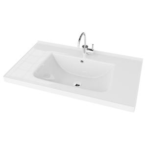 Lavabo pour meuble KANSAS 800 – rectangulaire, blanc, avec grande tablette - Image principale