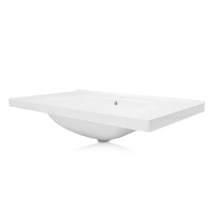 Lavabo pour meuble KANSAS 800 – rectangulaire, blanc, avec grande tablette - Image supplémentaire
