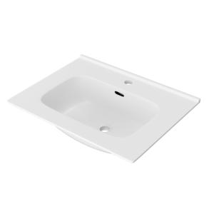Lavabo pour meuble MINNESOTA 600 – rectangulaire, blanc, avec trop-plein et trou de robinetterie - Image principale
