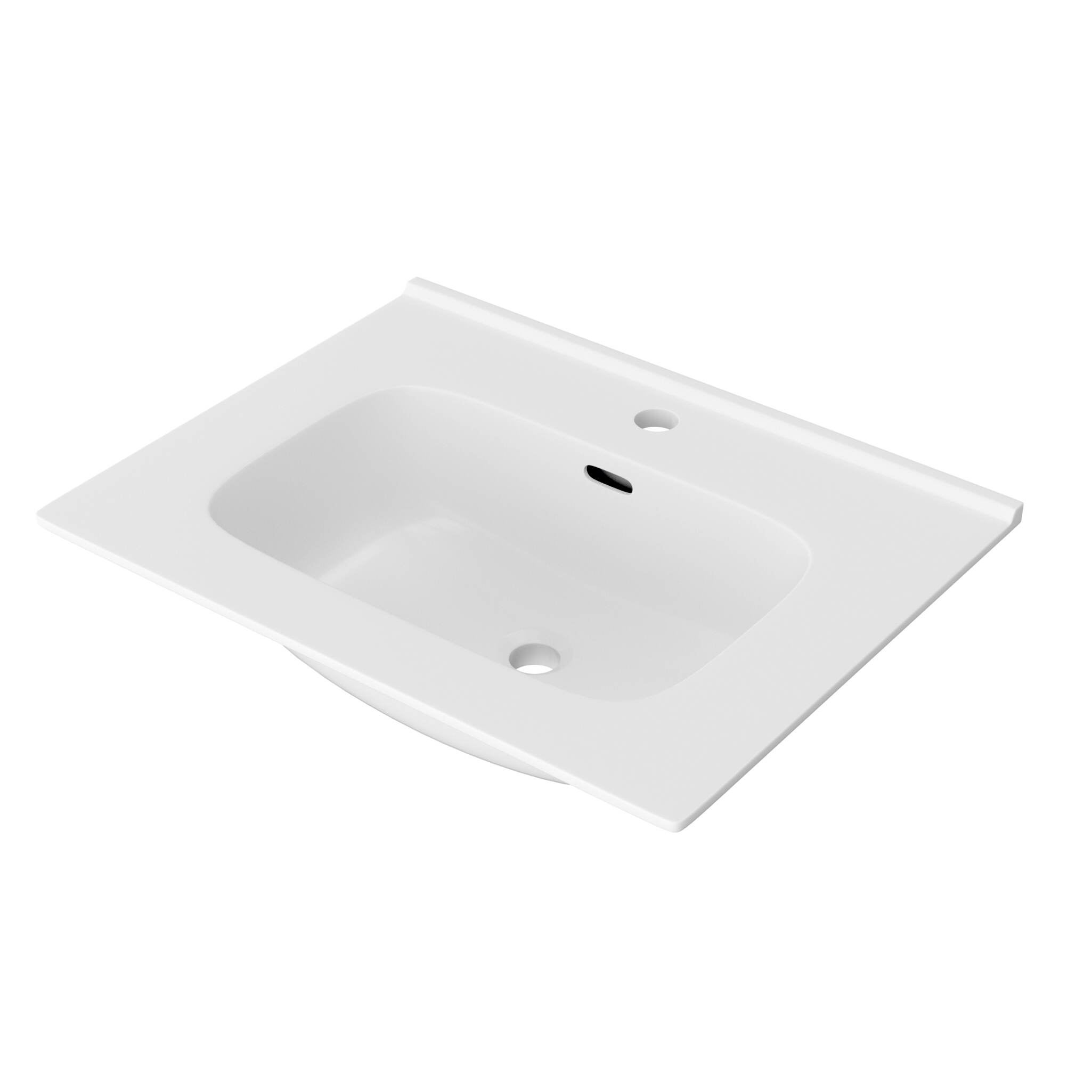 Lavabo pour meuble MINNESOTA 600 – rectangulaire, blanc, avec trop-plein et trou de robinetterie