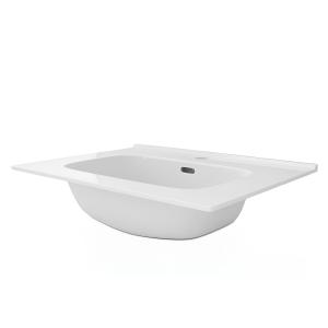 Lavabo pour meuble MINNESOTA 600 – rectangulaire, blanc, avec trop-plein et trou de robinetterie - Image supplémentaire