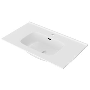 Vasque pour meuble Minnesota 80 cm – rectangulaire, blanche, avec trop-plein et trou de robinetterie - Image principale