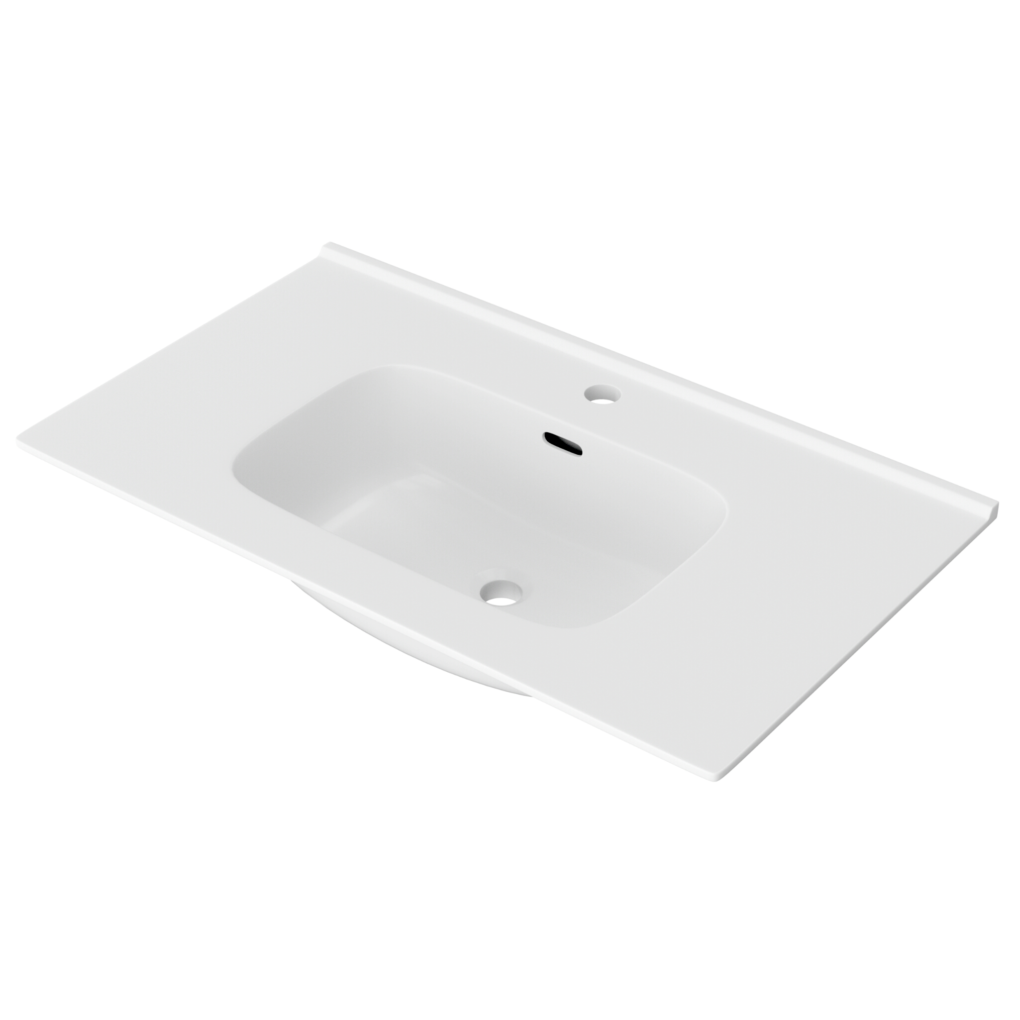 Vasque pour meuble Minnesota 80 cm – rectangulaire, blanche, avec trop-plein et trou de robinetterie