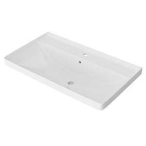 Lavabo pour meuble NEVADA 800 – rectangulaire, blanc, avec trou de robinetterie et trop-plein - Image principale