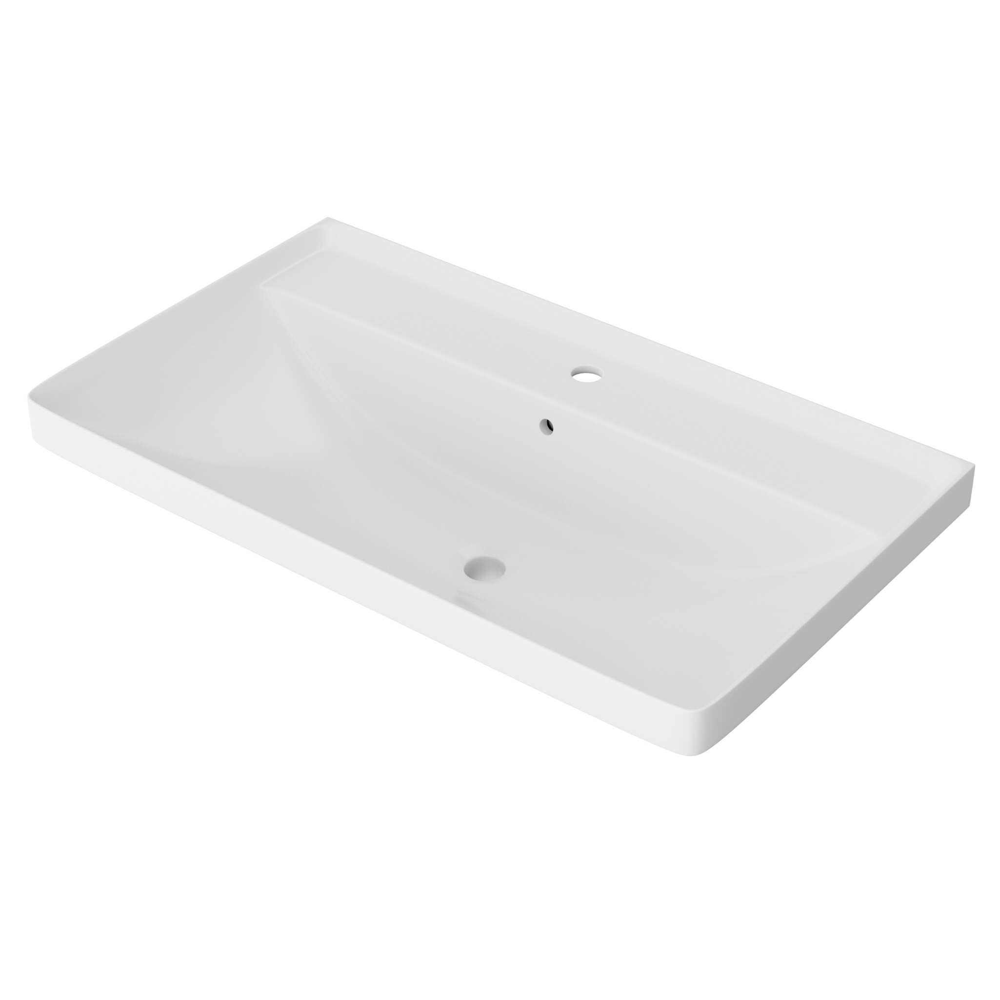 Lavabo pour meuble NEVADA 800 rectangulaire, céramique blanc brillant