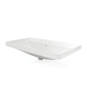 Lavabo pour meuble NEVADA 800 – rectangulaire, blanc, avec trou de robinetterie et trop-plein - Image supplémentaire