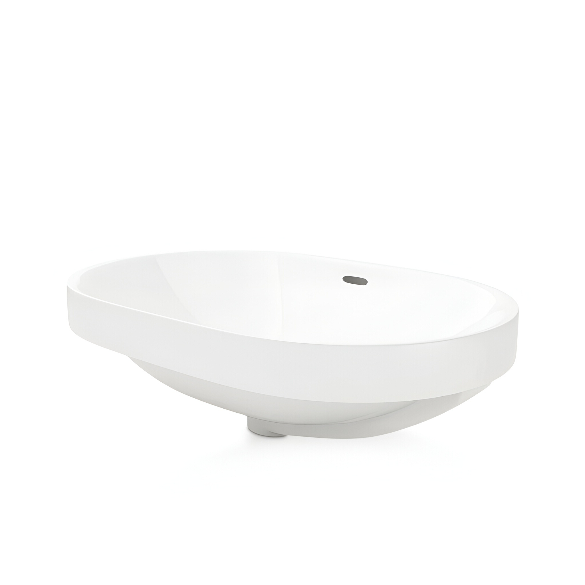 Lavabo ovale PUEBLA blanc brillant, à encastrer dans un plan
