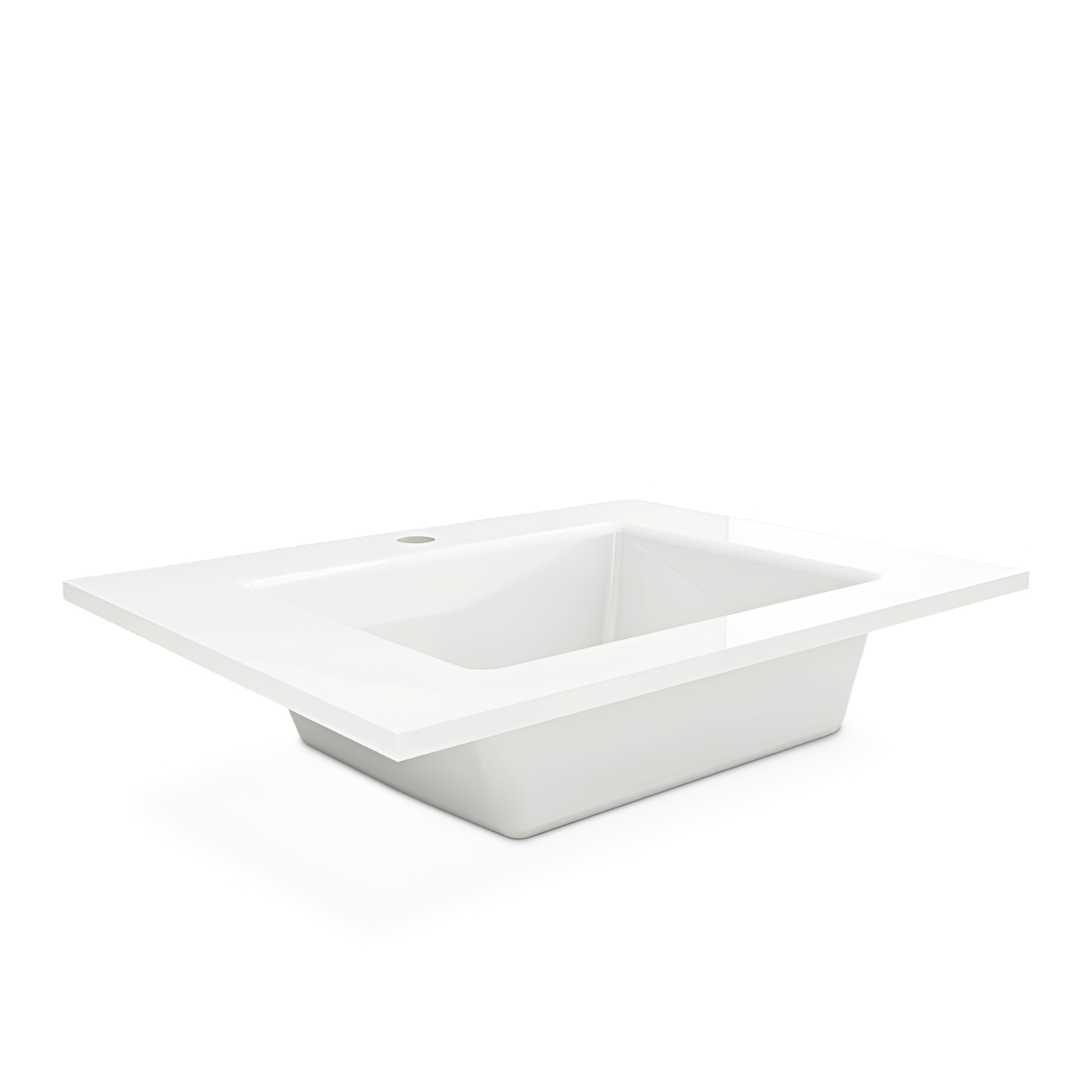Lavabo pour meuble Tulsa 600 blanc brillant avec trou de robinetterie