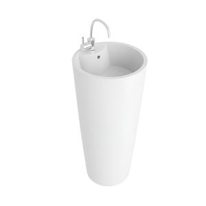 Lavabo sur pied UVAS – ovale, blanc, avec trop-plein et trou de robinetterie - Image principale