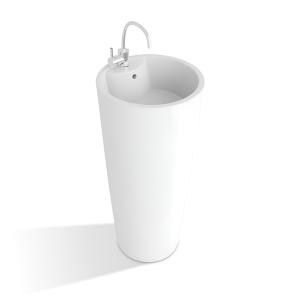 Lavabo sur pied UVAS – ovale, blanc, avec trop-plein et trou de robinetterie - Image supplémentaire