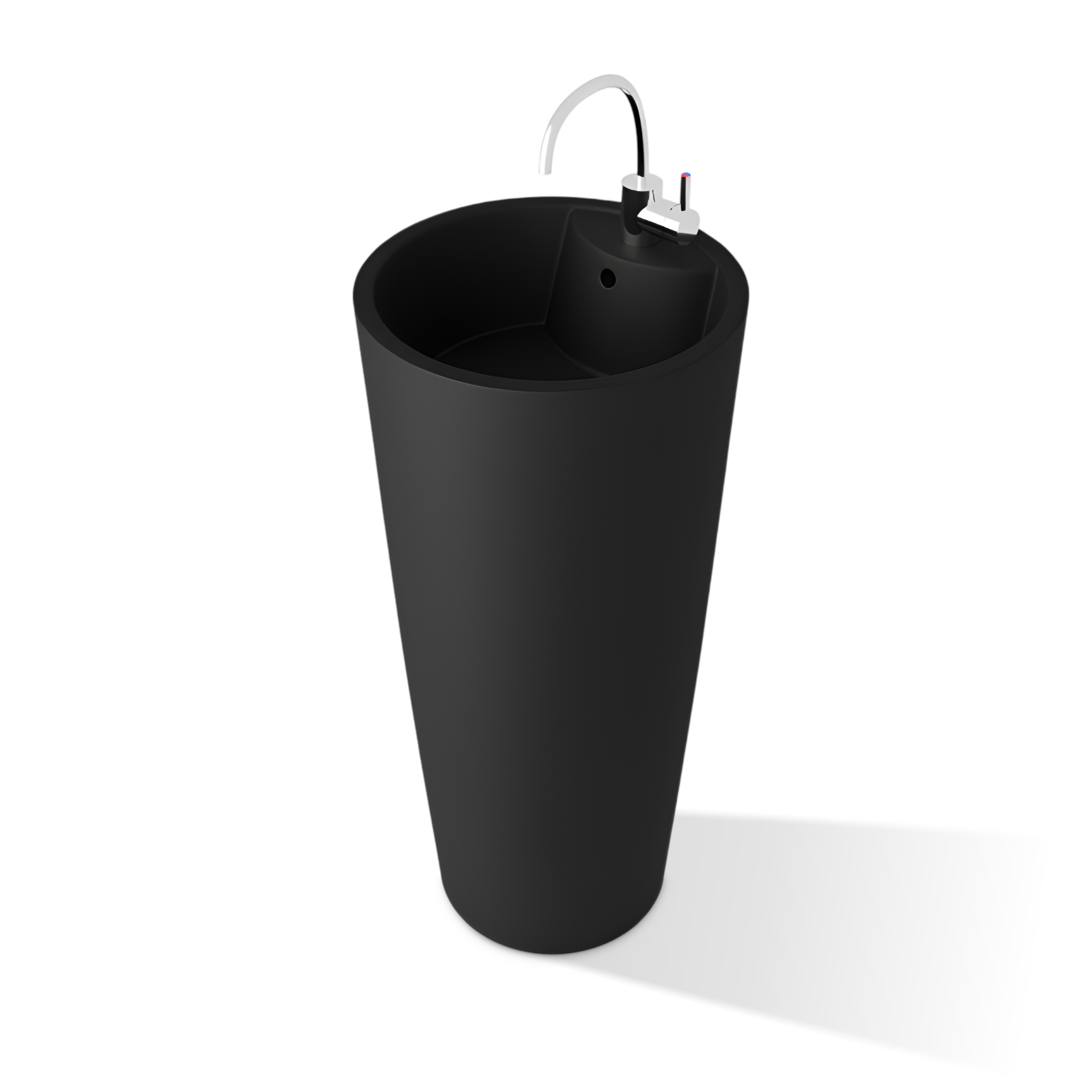 Lavabo autoportant Uvas Black noir mat avec trou de robinetterie