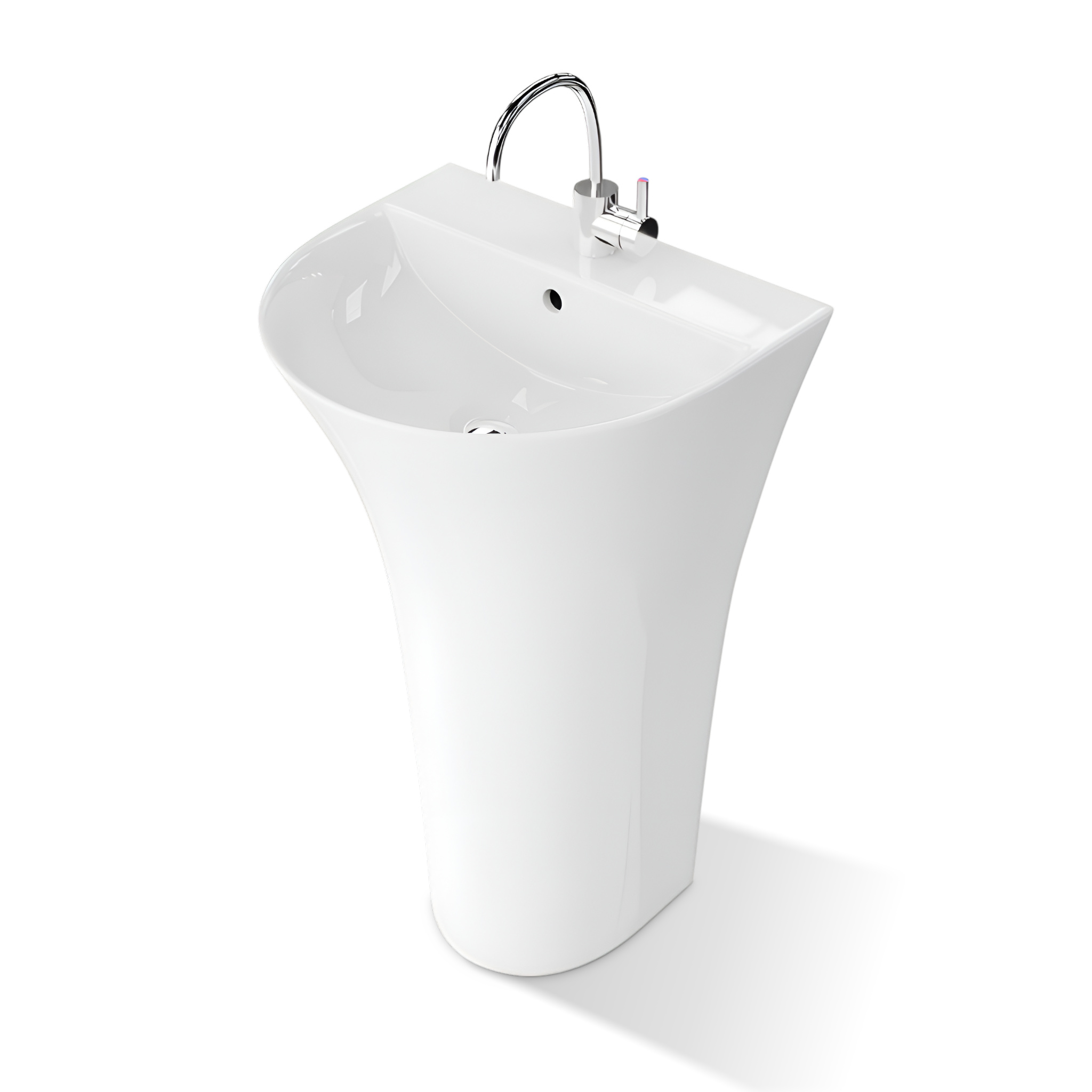 Lavabo sur pied Pera blanc avec trou de robinetterie