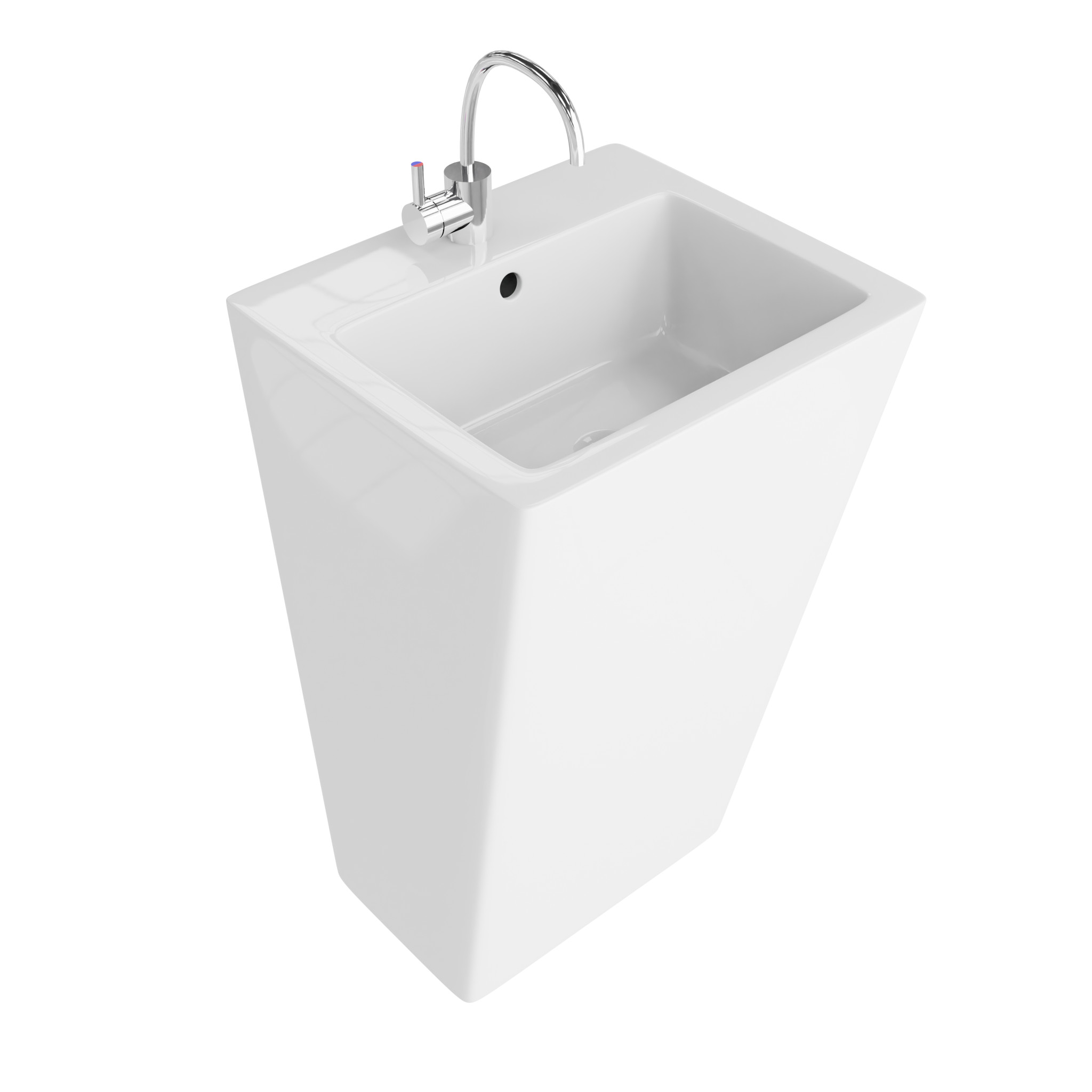 Lavabo autoportant QUADRO – colonne rectangulaire de couleur blanche