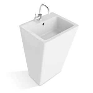 Lavabo autoportant QUADRO – colonne rectangulaire de couleur blanche - Image supplémentaire