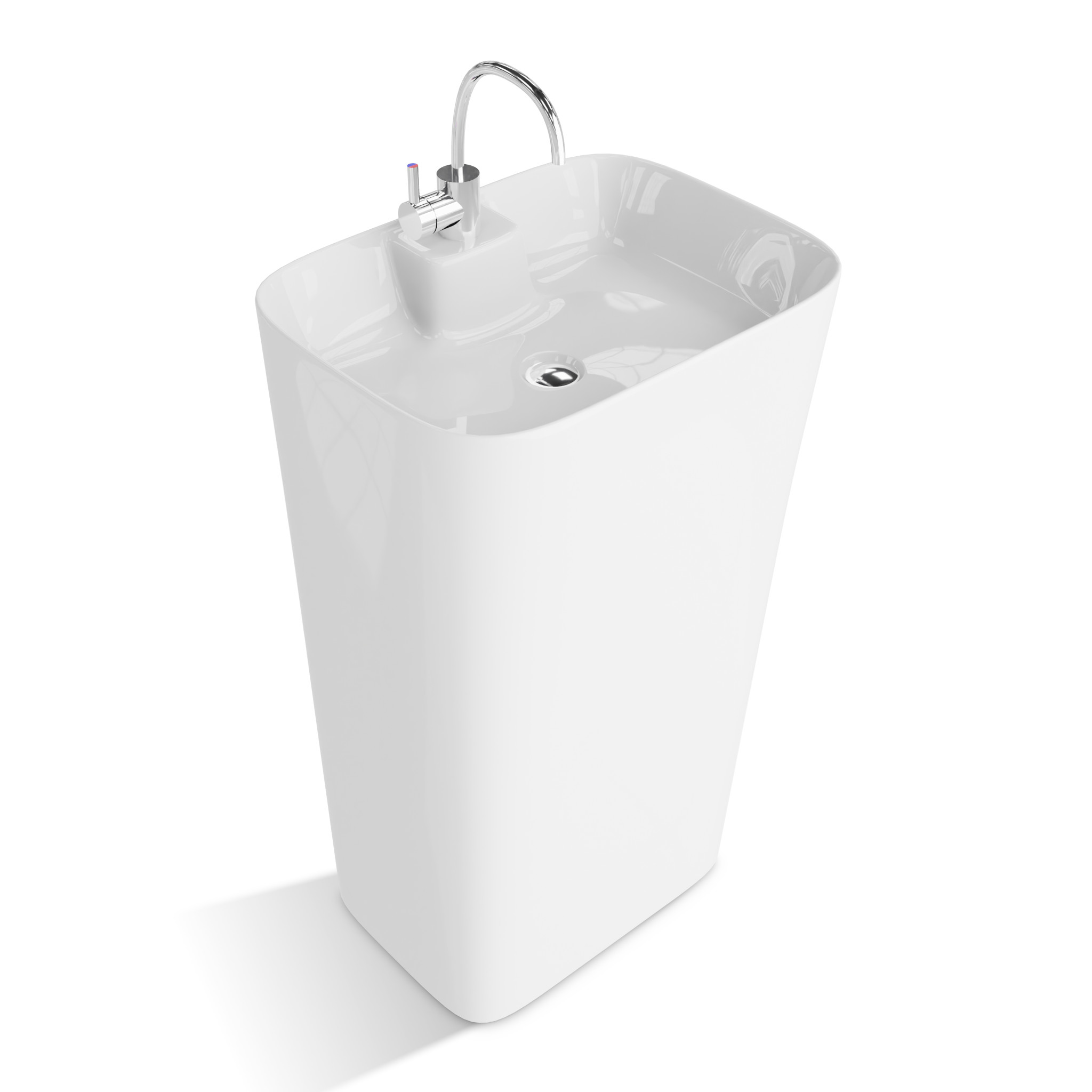 Lavabo sur colonne IVA blanc brillant, sans trop-plein