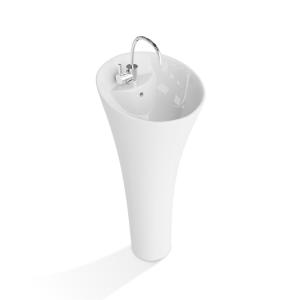 Lavabo sur pied en céramique SOFT, ovale, blanc - Image supplémentaire