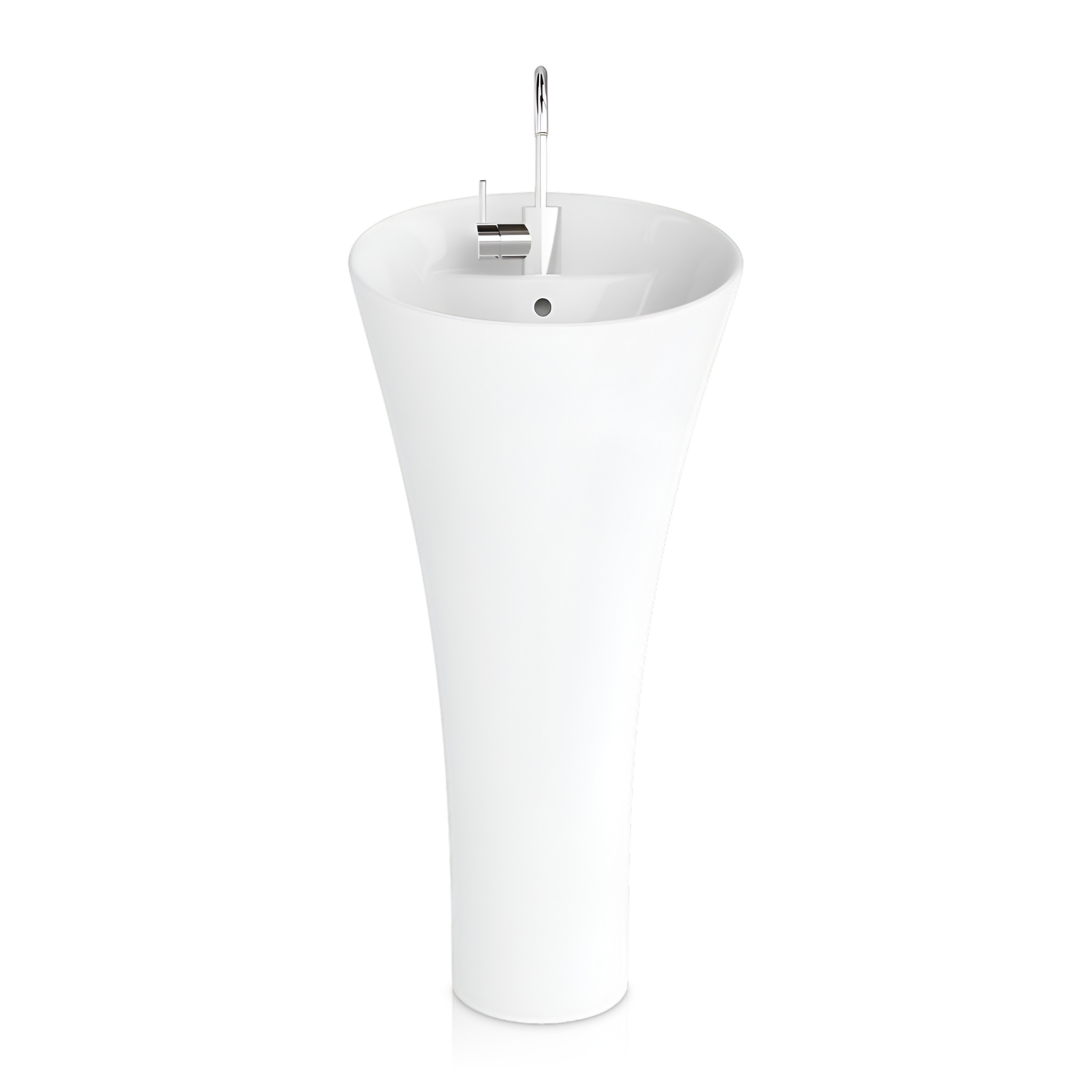 Lavabo sur pied SOFT blanc avec trou de robinetterie
