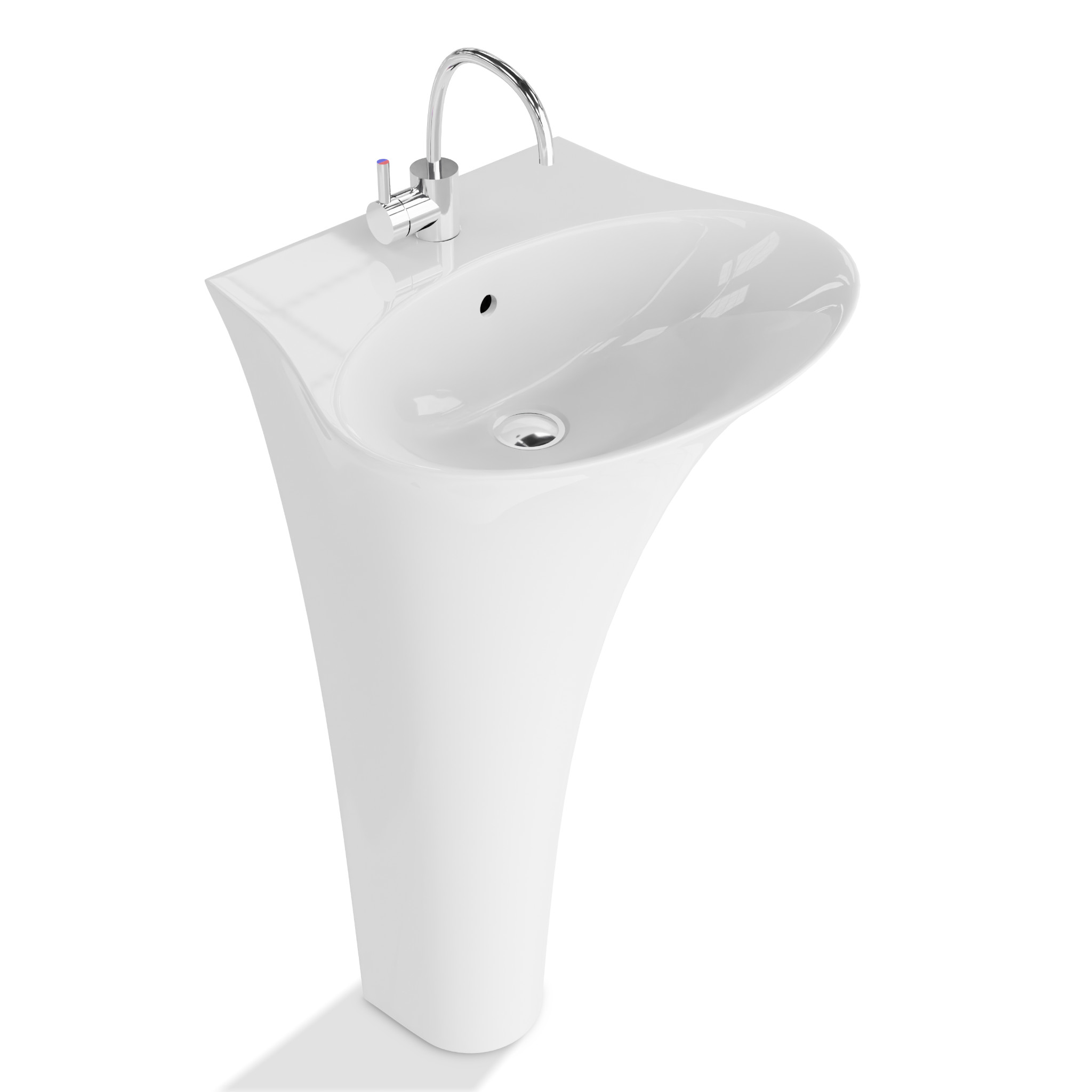 Lavabo sur colonne Lavandino en blanc brillant