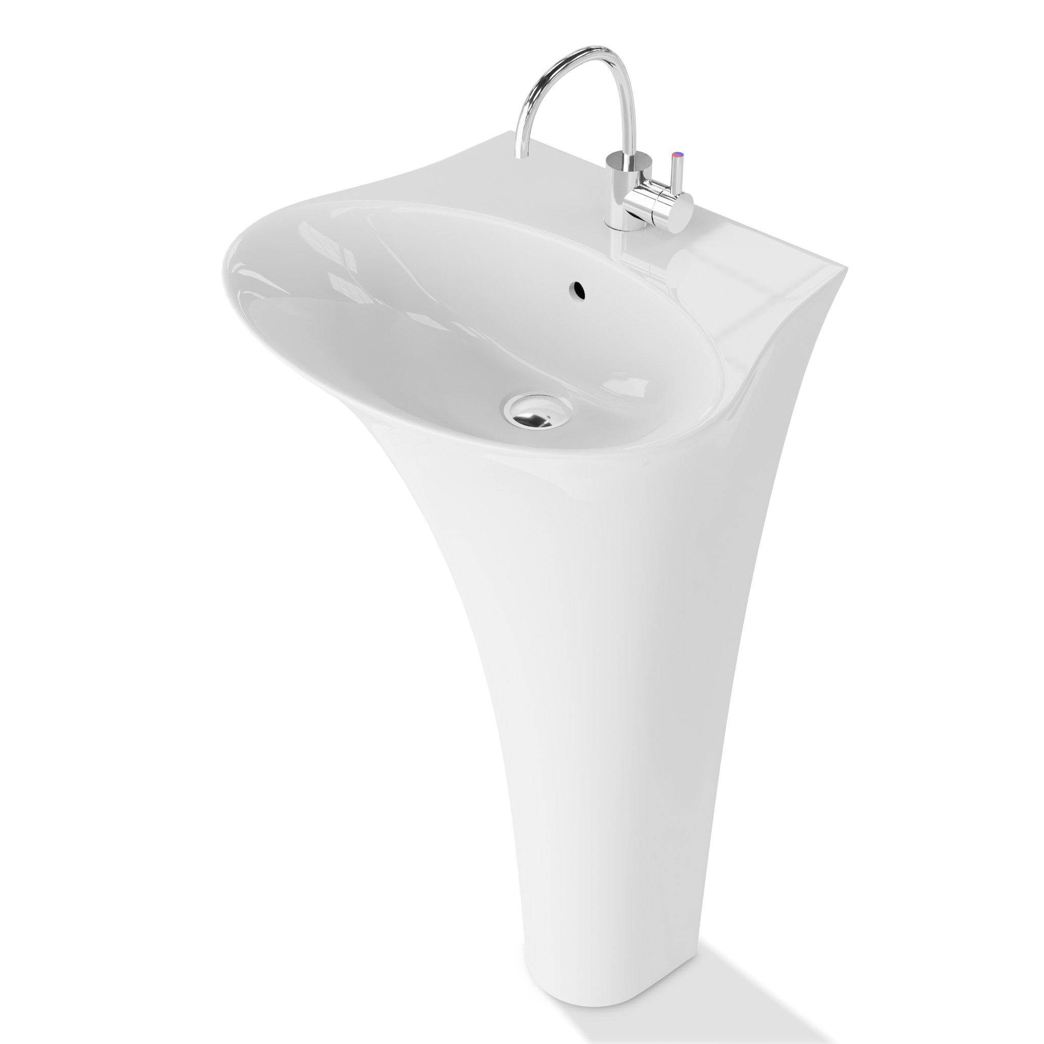 Lavabo autoportant Lavandino blanc avec trou de robinetterie