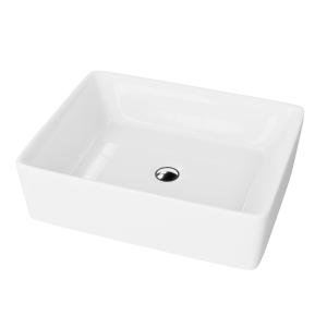 Vasque à poser Alegranza, rectangulaire, blanche – porcelaine, sans trop-plein ni trou de robinetterie - Image principale